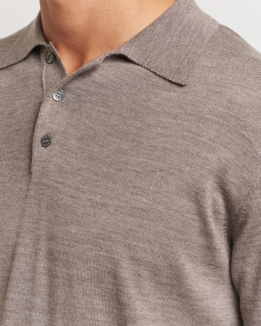 Altea Merino Long Sleeve Polo Beige