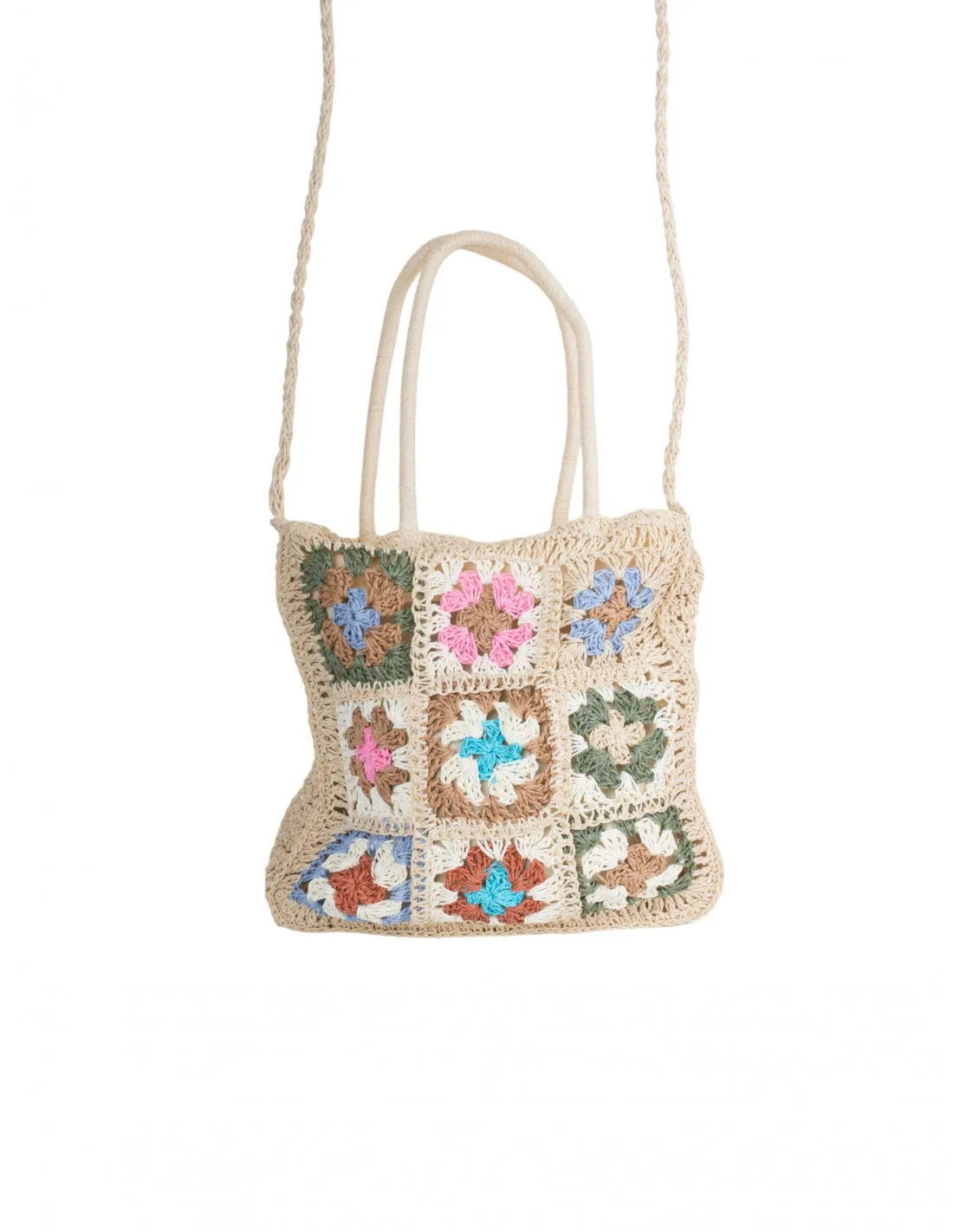 Bolso Shopper Rafia Patchwork