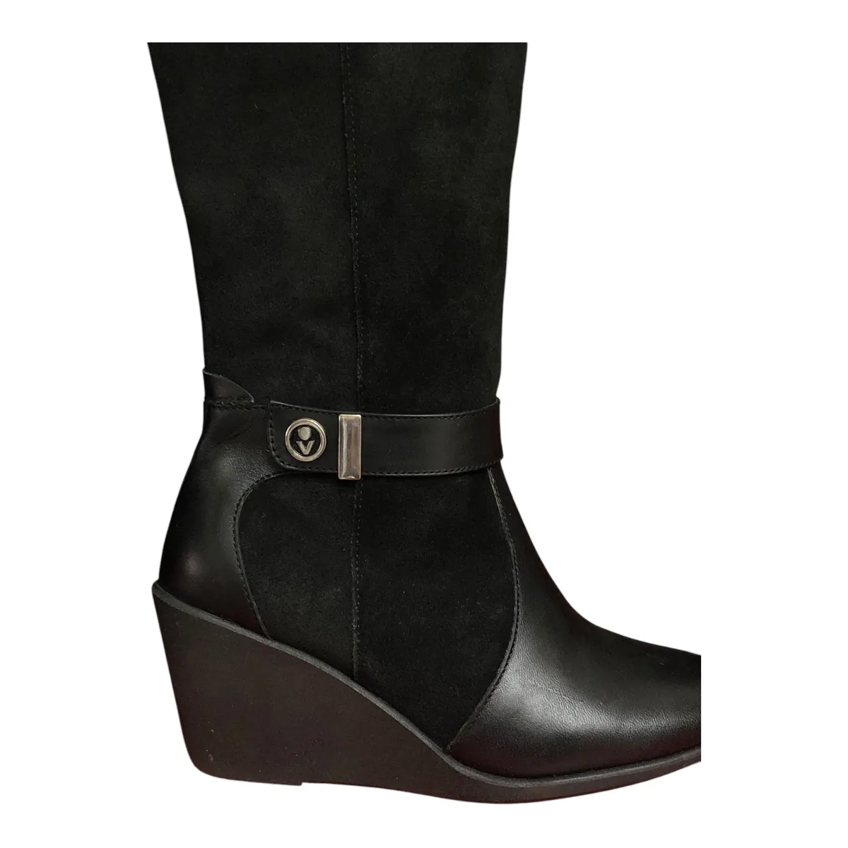 Bota  Gamuza Larga Color Negro Para Dama VICENZA
