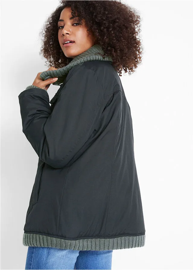 Chaqueta con cuello de punto Negro