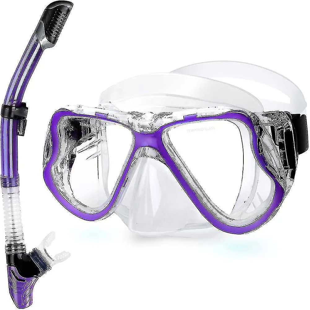 Dry Snorkel Set,anti-fog Scuba Diving Mask,panoramic Wide View Diving Goggle,easy Breathin