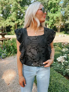 Flirtatious Flair Black Top-