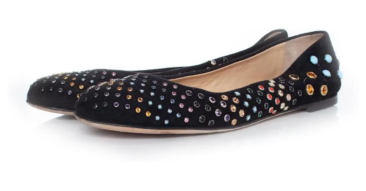 Giuseppe Zanotti, Bailarina de ante con tachuelas de colores. Negro Multicolor 