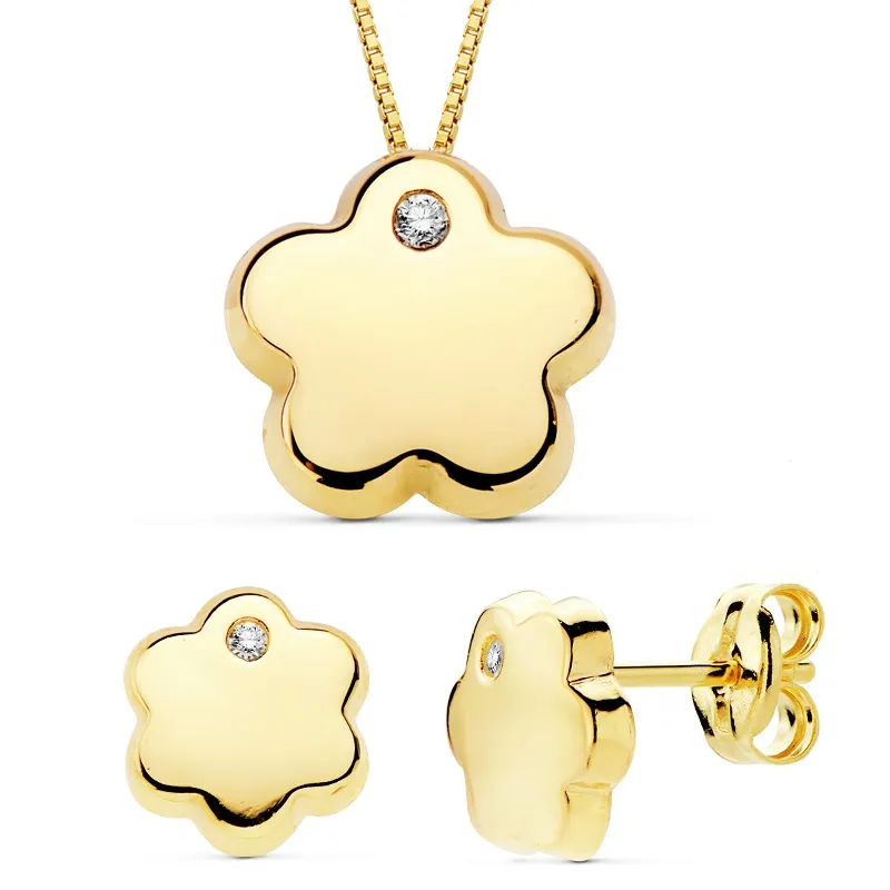 Juego Oro Colgante,Cadena y Pendientes