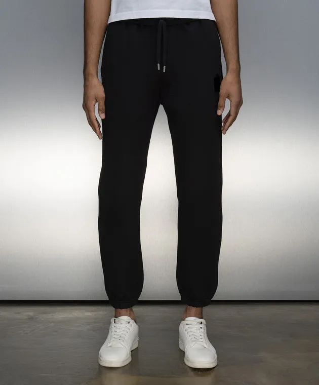 Mackage Black NEV-V joggers with textured logo patch