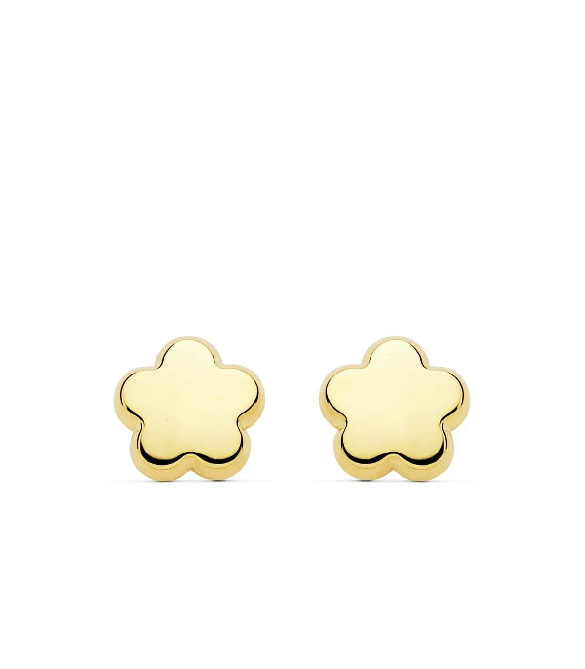 Pendientes oro amarillo 18k Flores lisas