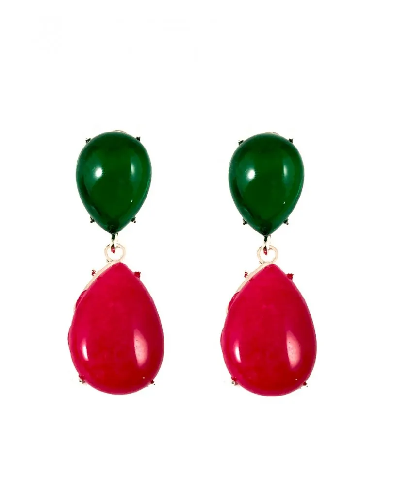 PENDIENTES VERDES Y FUCSIAS DE BISTUTERIA 