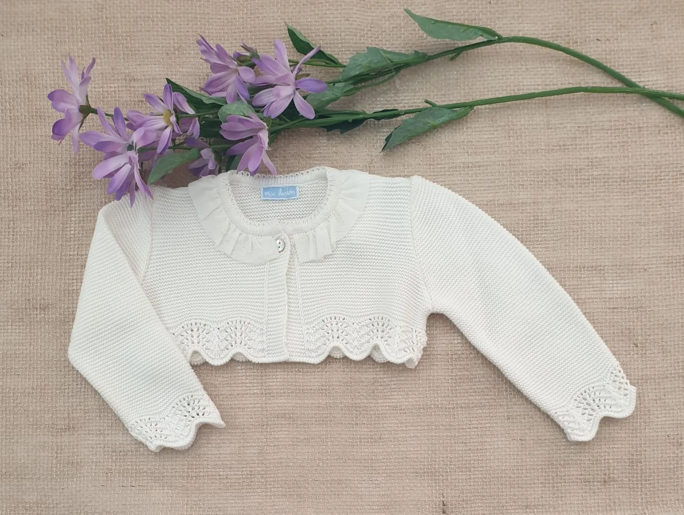 Rebeca / Bolero cuello tul R120324 BEIG