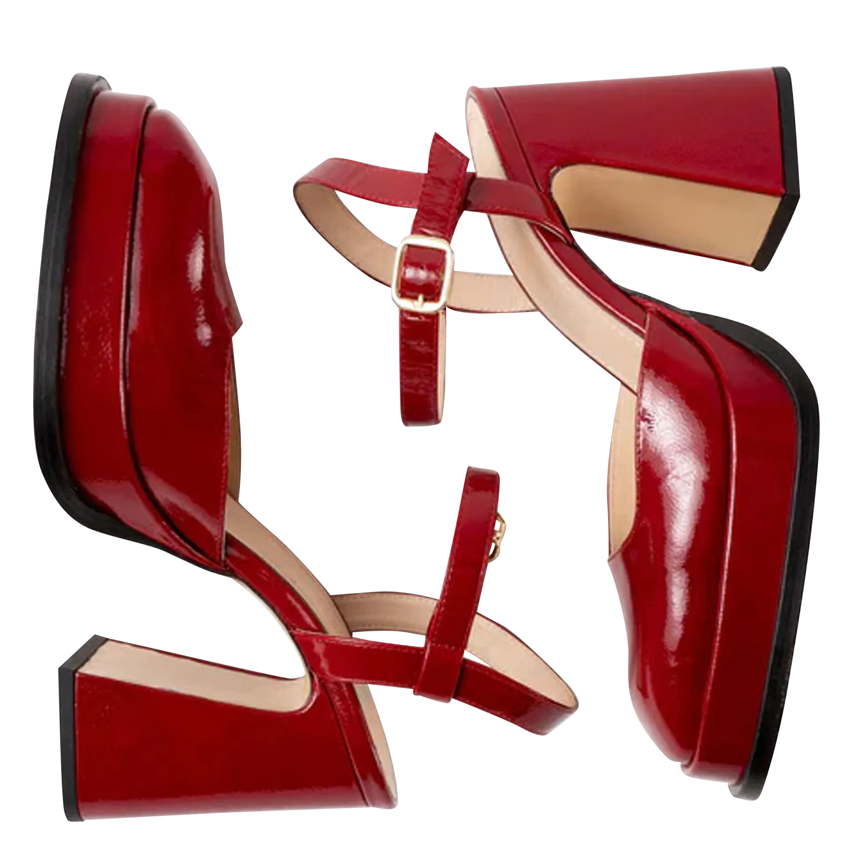SOULIER MARTINEZ MALASANA - Zapatos de tacón cuadrado de charol en rojo