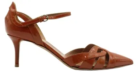 Zapatos de tacón con abertura Valentino en charol marrón Castaño 
