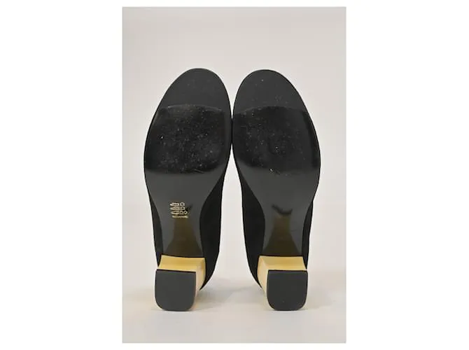Zapatos de tacón cubo Lanvin en ante negro 