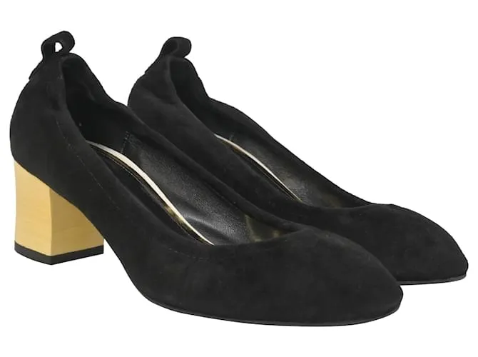 Zapatos de tacón cubo Lanvin en ante negro 